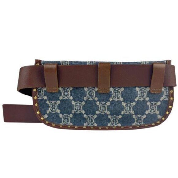 CELINE Waist Bag Paris Macadam Denim Leather Blue x Brown - COA included - Picture 3 of 14